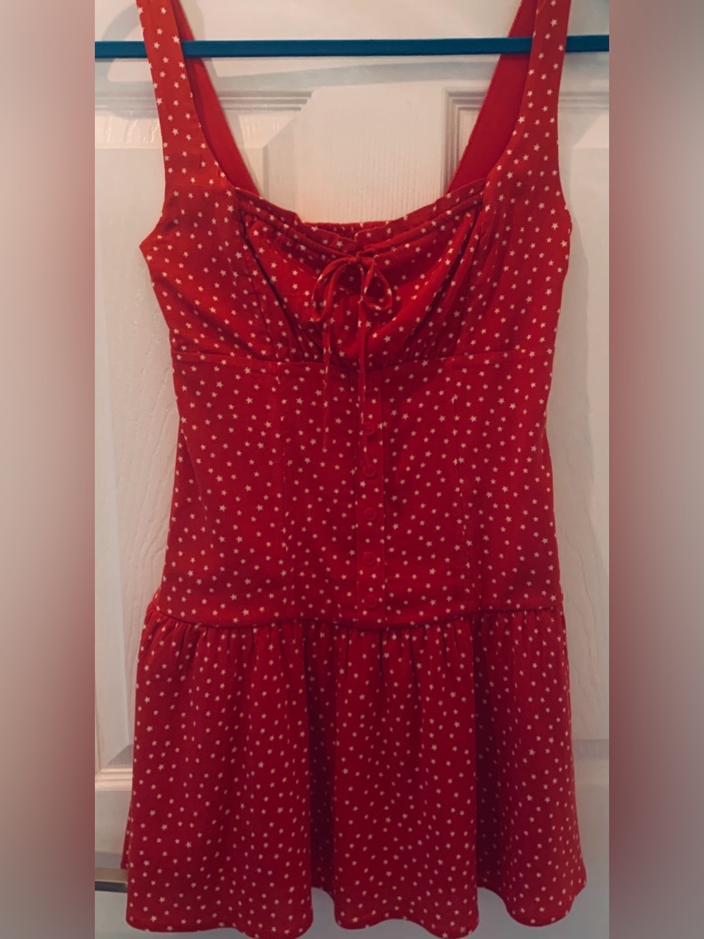 Wild Fable “Emma” Sleeveless Sweetheart Mini Dress•Red with White Stars•XS•NWT